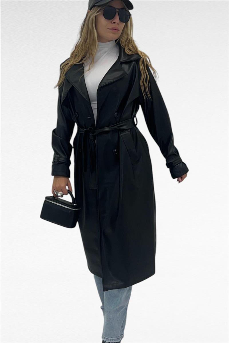 trench lungo effetto pelle dark